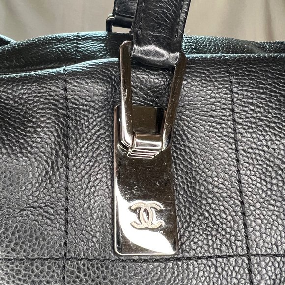 CHANEL Chocolate Bar Bag, Black Caviar Leather, A/B+...